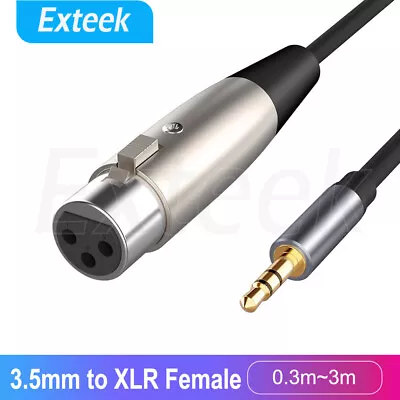 XLR Female To 3.5mm Male 1/8  TRS Stereo Microphone 3 Pin Cable Leads 1m/2m/3m • $8.95
