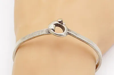 925 Sterling Silver - Vintage Mother & Baby Love Hook Bangle Bracelet - BT2580 • $59.93