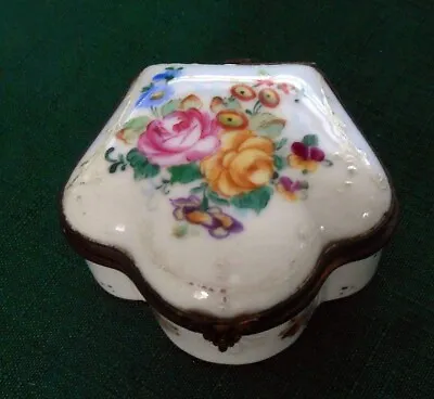 Antique Signed Limoges France Floral Hinged Porcelain Trinket Box • $67.99