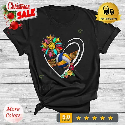 Volleyball Sunflower Heart Shape Floral Matching Sports Team Group T-Shirt • $15.90