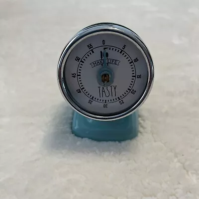 Manual Kitchen Timer Make Life Tasty MCM Style Blue And Chrome 3  T - 2  W 55min • $14.99