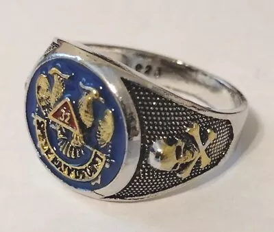 Vintage Silver Scottish Rite 32° Ring (SIZE 9.5) Freemason Pillar Master Mason • $15.95