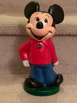 Vintage Disney Mickey Mouse Plastic Coin Bank 11 1/2  Tall With Stopper • $10.99