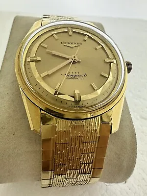 Vintage Swiss Longines Conquest 9041 1 34mm 18K Gold Automatic 290 Cal Collect • $1