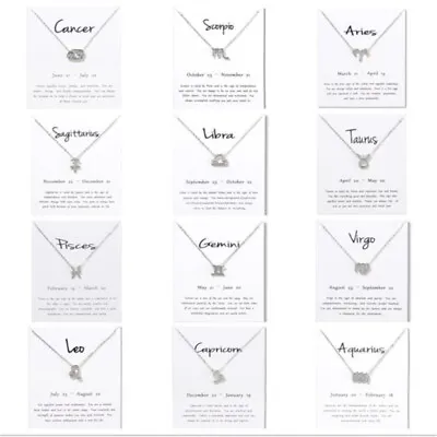 12 Constellation Zodiac Pendant Necklace Jewellery Birthday Gifts UK Seller • £1.89