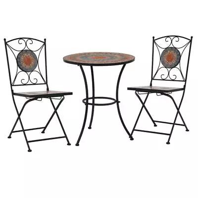 VidaXL 3 Piece Mosaic Bistro Set Ceramic Tile Orange/Gray 279691 • $372.69