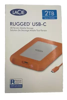 LaCie Rugged USB-C 2TB External Hard Drive Portable HDD – USB 3.0 STFR2000800 • $89.99