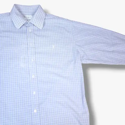 YSL Yves Saint Laurent Button Shirt 42 16.5 Mens Check Long Sleeve Cotton • £9.71