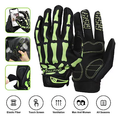 Biker Skeleton Bone Gloves Racing Cycling Motorcycle Mechanics Goth Full Finger • $12.99