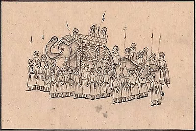 Mughal Miniature Painting Rare Black Ink Handmade Moghul Procession Indian Art • $39.99