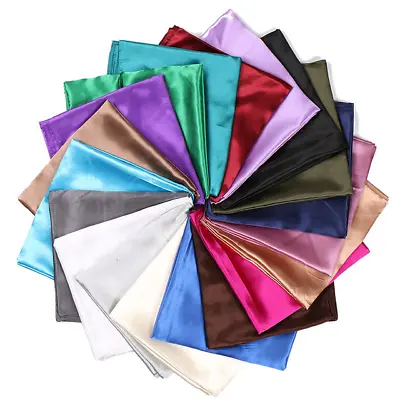 Satin Solid Silk Scarf Hijab Plain Shiny Soft Large Square Head Neck Wrap 90x90 • £3.75