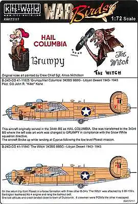 Kits World Decals 1/72 B-24D LIBERATOR Grumpy/Hail Columbia & The Witch • $12.99