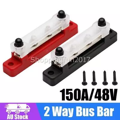 2 Way 2X Bus Bar Power Distribution Terminal Block 12V 150A Busbar Red & Black X • $19.45