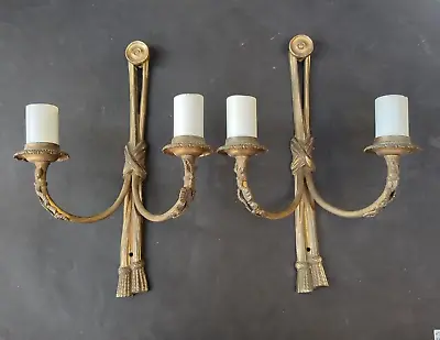 Vintage Brass Rope Knot Bow Wall Lights Sconces GEC England 50's Mid Century • £140