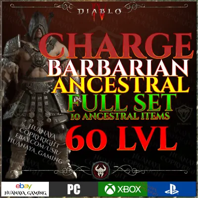 Diablo 4 🪓 Charge Barb 🪓 Full Ancestral Set 🪓 Rare Item 🪓 Season Ladder 3 • $49.99