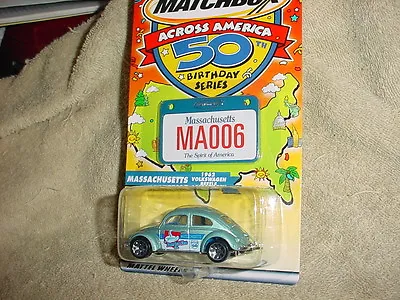 Matchbox Across America Ma Massachusetts 1962 Volkswagen Beetle #006 Mint In Pkg • $8.99