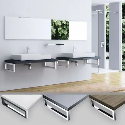 Bathroom Basin Sink Shelf Wall Hung Rectangle Designed Walnut Wood 1200x450mm • £104.90