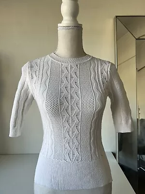 $99 • Buy Scanlan Theodore Top Women Xtra Small White Crepe Knit Pullover (CC)