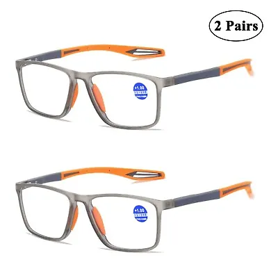 2x Mens Womens Anti-blue Light Square Reading Glasses 1.0 1.5 2.0 2.5 3 3.5 4.0 • £5.99