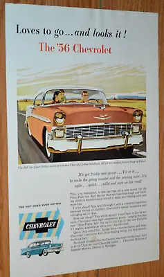 ★1956 Chevy Bel Air Sport Coupe Original Vintage Advertisement Print Ad 56 • $11.99