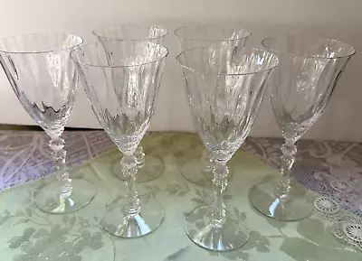 Fostoria NIAGARA Blown Glass Water Goblets 7 5/8  Wavy Optic Set Of 6 Vintage • $59.99