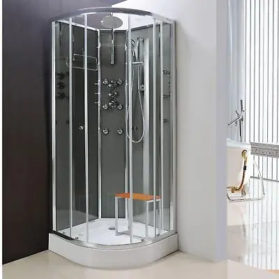 Lisna Waters Mirror 1000mm X 1000mm Quadrant Hydro Massage Shower Cabin • £595