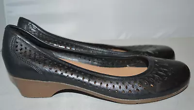 Collection By Clarks Black Leather Cut Out Ballerina Style Shoes Size Uk 5.5 • £9.99