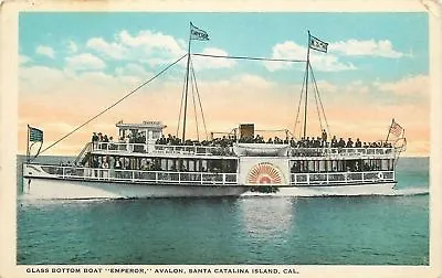 $6 • Buy Santa Catalina Avalon CA Sidewheeler  Emperor  Glass Bottom Boat~1916 Postcard
