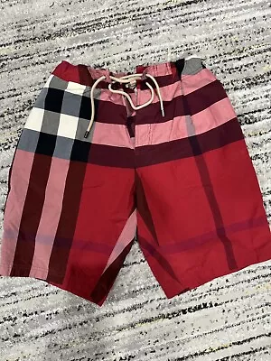 Authentic - Burberry Brit Swim Trunks Big Nova Check  Plaid Red XL Shorts • $200