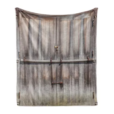 Retro Soft Flannel Fleece Throw Blanket Wooden Oak Country Gate • £30.99