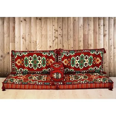 Corner Sofa Cushion Pillows Lounge Couch Set Arabic Ottoman Kilim Red ONLY COVER • $179