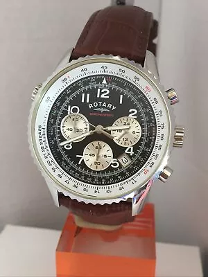 Rotary Men’s Chronospeed Chronograph Date Brown Leather Strap Watch GB03351/19 • £79.99