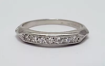 Exquisite Vintage Solid PT900 Platinum Contemporary Diamond Wedding Band Ring • $424.99