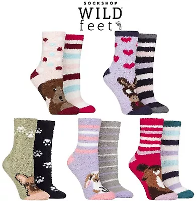 Ladies Lounge Socks Patterned Cosy With Anti-Slip Grips 2 Pr - SOCKSHOP Wildfeet • £7.99