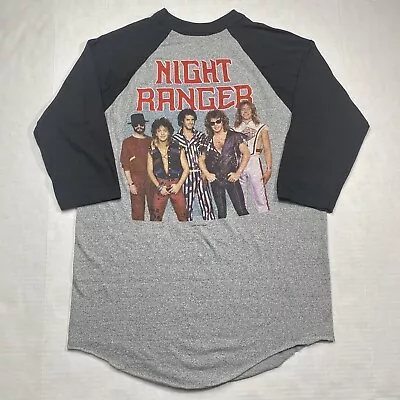 Vtg Night Ranger 7 Wishes 1985 80s Tour Concert Raglan Shirt Single Stitch XL • $75