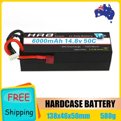 HRB 14.8V 4S LiPo Battery Hardcase 6000mAh Dean 50C For RC Car Truck Buggy Losi • $53.56