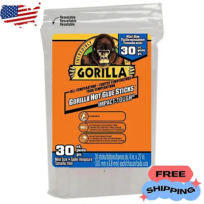  Gorilla Glue 30 Count Mini Clear Hot Glue Sticks - Fast-Drying | Fast Shipping • $11.48