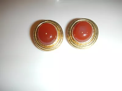 ELIZABETH  LOCKE   19K   CARNELIAN  EARRINGS Clip On Or Post • $4500