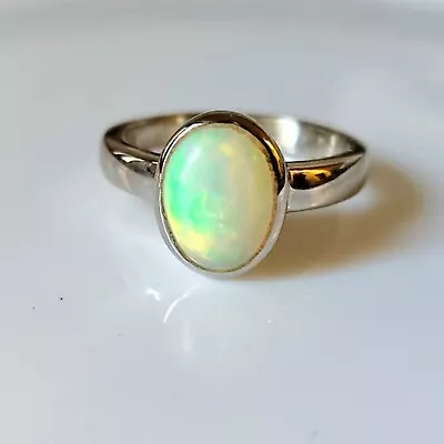 White Opal Ring Mens Ring 925 Sterling Silver Ring Australian Opal Ring • $44.99