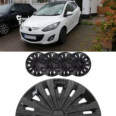 For Mazda 2 2011-2014 15  Wheel Covers Hub Caps Fit R15 Tire Steel Rim 4Pc Black • $79.19