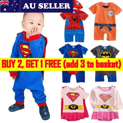 Infant Kids Baby Boy Girl Jumpsuit Superman Romper Fancy Dress Spiderman Costume • £12.07