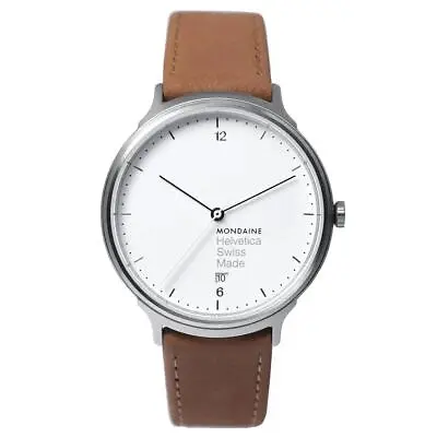 Mondaine Helvetica No1 Light Steel White Dial Leather Quartz Watch MH1.L2210.LG • $249