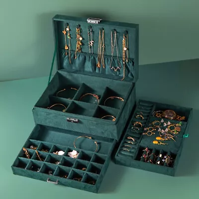 £21 • Buy Large Jewellery Storage Box 3 Layers Drawer Cabinet Necklace Ring Organizer Case
