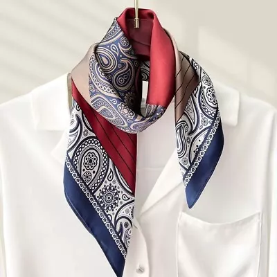 Men 100 Silk Paisley Scarf Square Cravat Neckerchief Muffler Suit Shirt Red Blue • $14.44