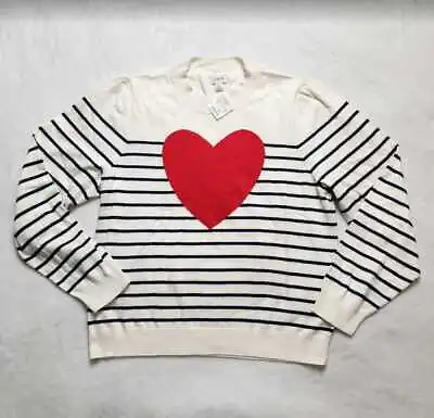 New Women's L XL XXL 2X 3X J Crew Factory Puff Sleeve Valentine's Heart Sweater • $64.99