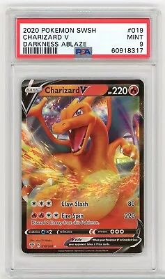 Pokemon 2020 Charizard V 019/189 SWSH Darkness Ablaze Graded Card PSA 9 MINT • $24.95