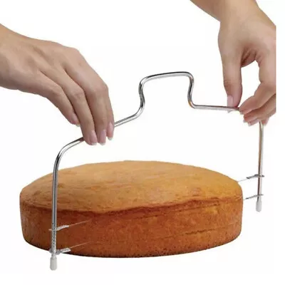 Adjustable Stainless Steel Double Wire Cake Layer Wire Cake Slicer Leveler Pizza • £12.55