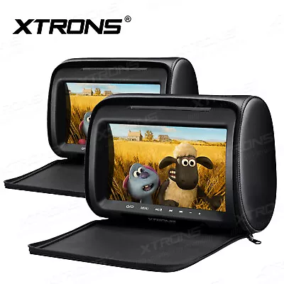 2X Black 9  HD Car Seat Pillow Headrest Monitor DVD Player Game HDMI USB SD • $319.99