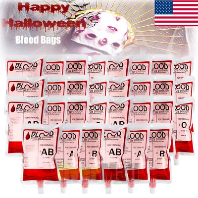 $23.99 • Buy 15/30Pack Halloween Blood Bags For Drinks, Halloween Blood IV Bags For Halloween