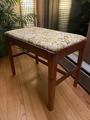 Antique Vintage Piano Vanity Dressing Bench Chair Beautiful FABRIC Upholstery • $29.99